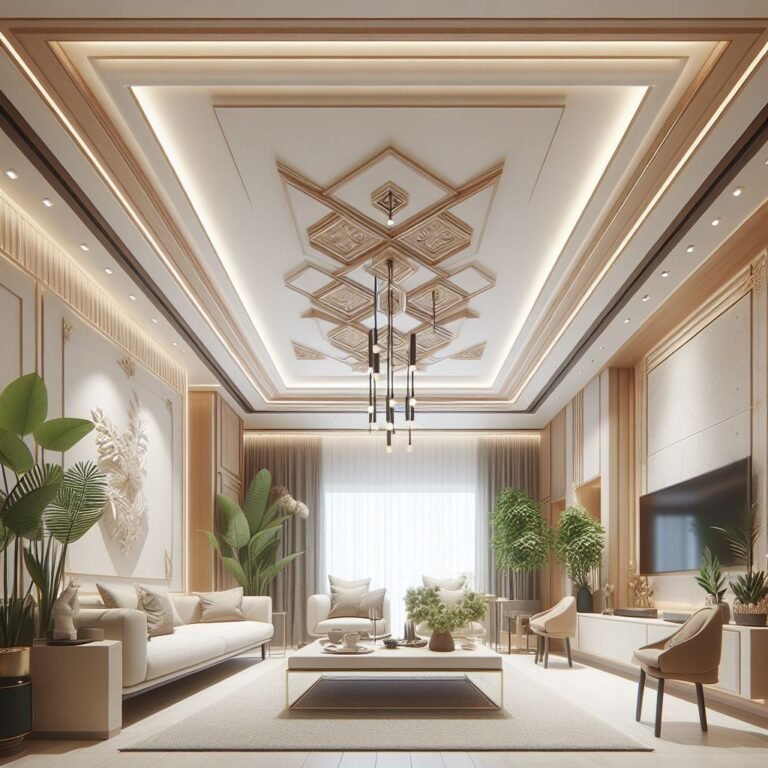 اسقف جبس بورد مع بديل الخشب wpc